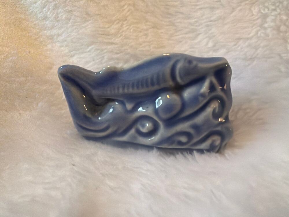 Vintage Wade England Blue Whale Porcelain Figurine Miniature Ceramic Whimsy